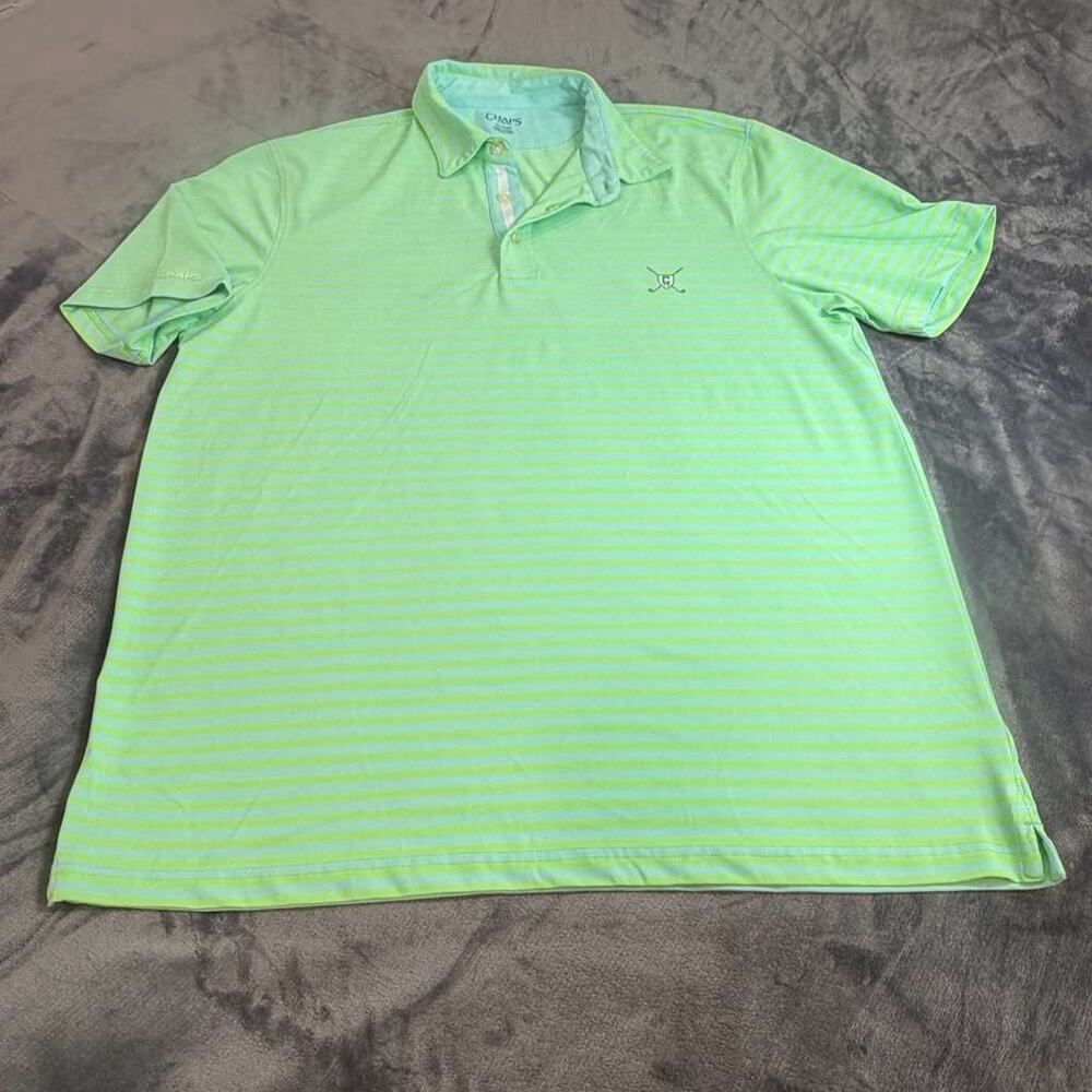 Chaps Golf Stay-Dry Polo Shirt Men Sz XL Green Striped Stretch Performance - Picture 2 of 16